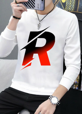 Plas Fashion Printed Men Round Neck White T-Shirt