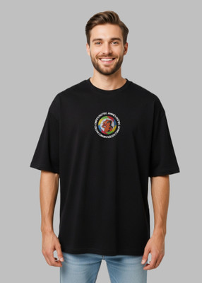 UrGear Printed Men Round Neck Black T-Shirt