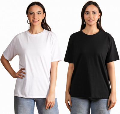 METRONAUT Solid Women Round Neck Multicolor T-Shirt