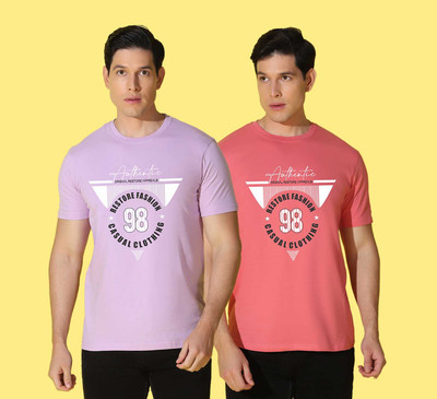 WOOSTRO Printed Men Round Neck Multicolor T-Shirt