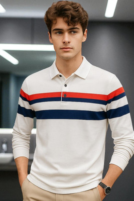 FASHIUM Solid Men Polo Neck White T-Shirt