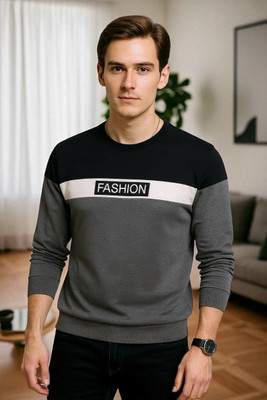 Autna Printed, Colorblock Men Round Neck Grey T-Shirt