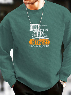 KAJARU Printed Men Round Neck Green T-Shirt