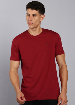 Raymond Solid Men Round Neck Red T-Shirt