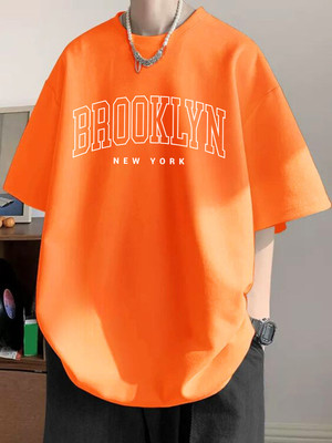 Cool Plus Printed Men Round Neck Orange T-Shirt