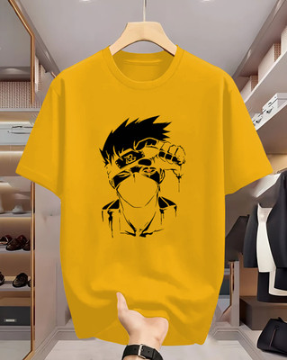 Beaumen Superhero Men Round Neck Yellow T-Shirt