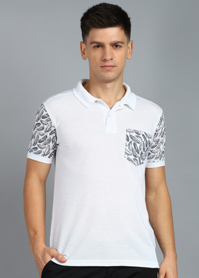 METRONAUT Printed Men Polo Neck White T-Shirt