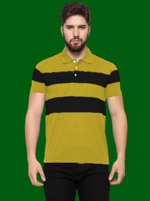 Autna Colorblock Men Polo Neck Yellow T-Shirt