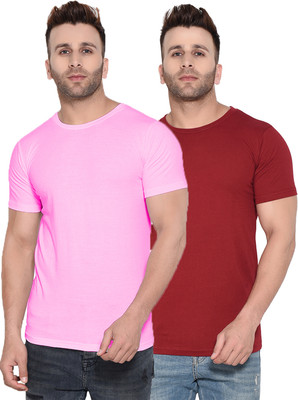 Kroptee Solid Men Round Neck Multicolor T-Shirt