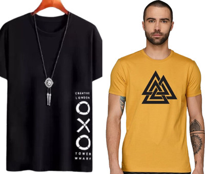 ATTITUDE START OF FASHION Graphic Print Men Round Neck Multicolor T-Shirt