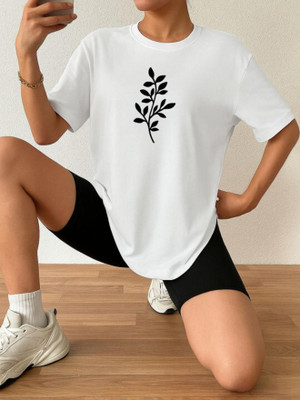 SZN Printed Women Round Neck White T-Shirt