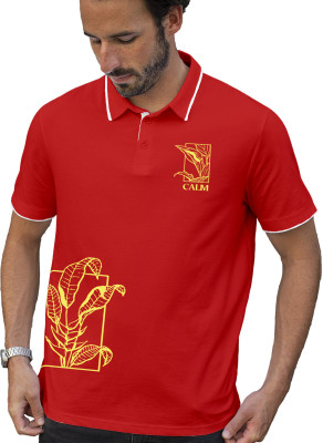 Fighterheero Printed Men Polo Neck Red T-Shirt