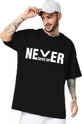 etsun Typography Men Round Neck Black T-Shirt