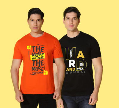 WOOSTRO Typography Men Round Neck Multicolor T-Shirt