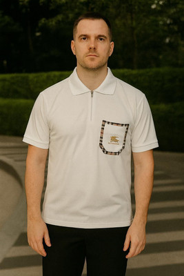 Pulsemen Solid, Embroidered Men Polo Neck White T-Shirt