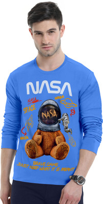 Triptee Printed Men Round Neck Blue T-Shirt