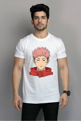 PRINTISTA Printed Men Round Neck White T-Shirt