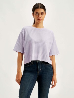 LEVI'S Printed Women Crew Neck Purple T-Shirt