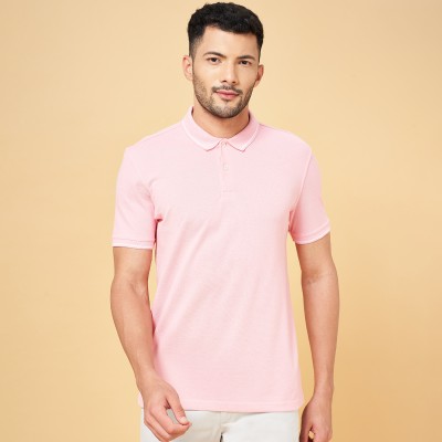 Byford by Pantaloons Solid Men Polo Neck Pink T-Shirt