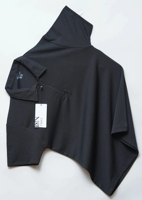 N AND J Solid Men Polo Neck Black T-Shirt