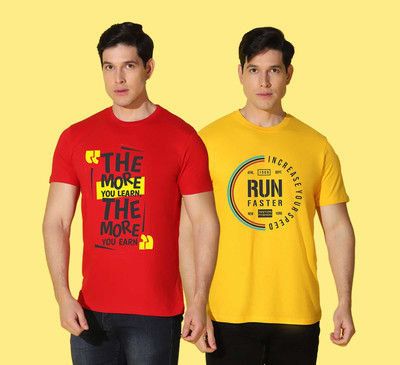 WOOSTRO Typography Men Round Neck Multicolor T-Shirt