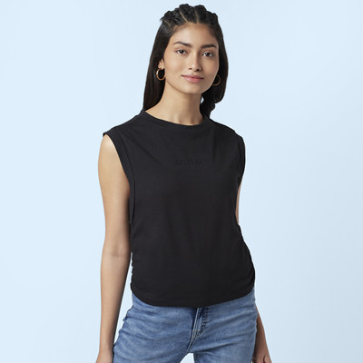 SF Jeans by Pantaloons Casual Solid Women Black Top