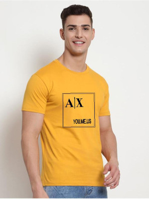 sms creation Graphic Print Men Round Neck Yellow T-Shirt