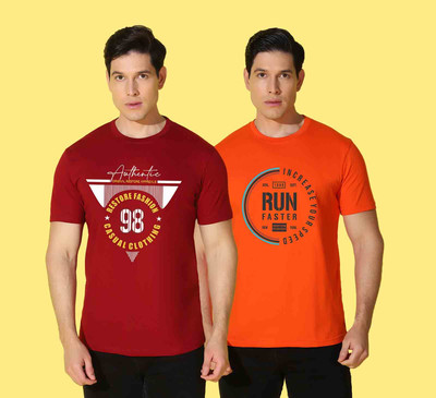 WOOSTRO Printed Men Round Neck Multicolor T-Shirt
