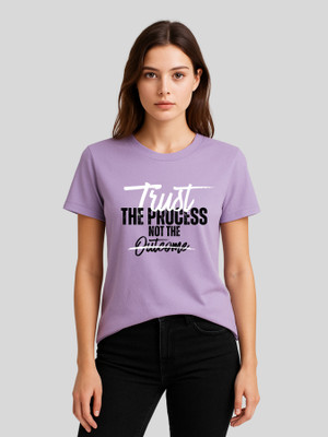 Merag Printed Women Round Neck Purple T-Shirt