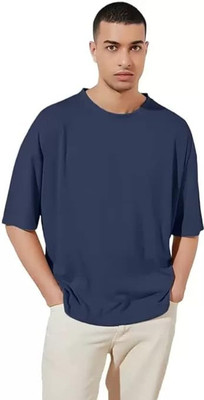 UNICONIC Solid Men Round Neck Blue T-Shirt