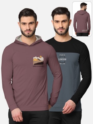 Bullmer Printed Men Hooded Neck Multicolor T-Shirt