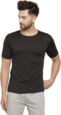 Cruister Solid Men Round Neck Black T-Shirt