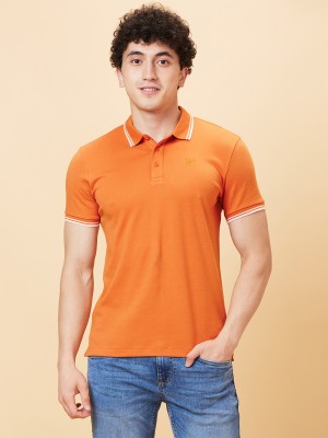 BEING HUMAN Solid Men Polo Neck Orange T-Shirt