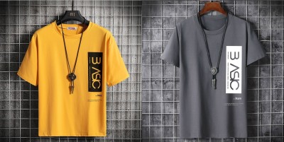 Mozzby Lifestyle Printed Men Round Neck Yellow T-Shirt