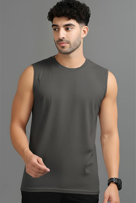 Jangoboy Solid Men Round Neck Navy Blue T-Shirt