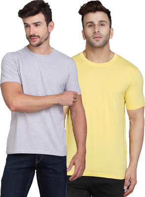 SLOWLORIS Solid Men Round Neck Multicolor T-Shirt