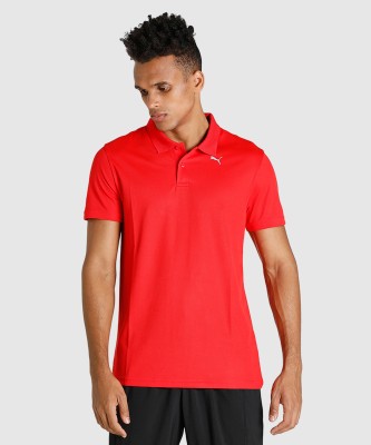 PUMA Solid Men Polo Neck Red T-Shirt