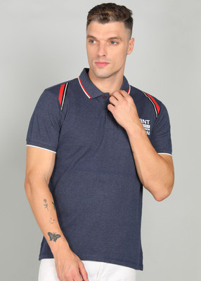 METRONAUT Solid Men Polo Neck Dark Blue T-Shirt