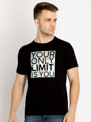 Status Quo Typography Men Round Neck Black T-Shirt