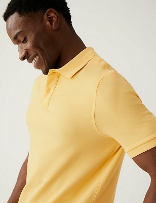 MARKS & SPENCER Solid Men Mandarin Collar Yellow T-Shirt Lowest Price ...
