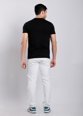 HIGHTRIBE Printed Men Round Neck Black T-Shirt
