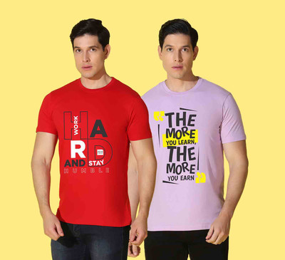WOOSTRO Printed Men Round Neck Multicolor T-Shirt