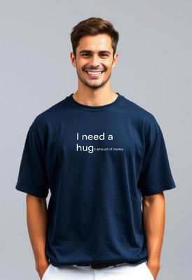 UrGear Typography Men Round Neck Dark Blue T-Shirt