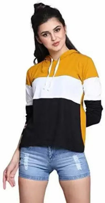 FARBOT Casual Color Block Women Yellow, Black Top