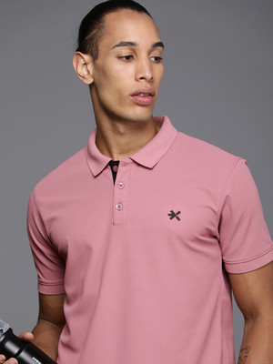 HRX by Hrithik Roshan Solid Men Polo Neck Pink T-Shirt