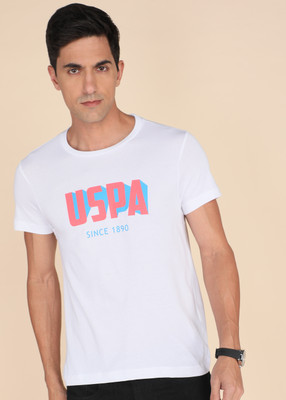 U.S. POLO ASSN. Printed Men Round Neck White T-Shirt