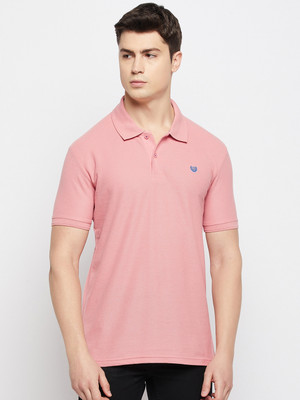 DUKE Solid Men Polo Neck Pink T-Shirt