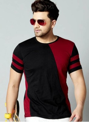 Fitshop fashion Colorblock Men Round Neck Black T-Shirt