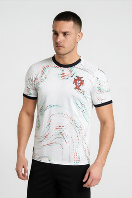 privic Printed Men Polo Neck White T-Shirt