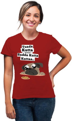 SmarTee Street Printed Women Round Neck Red T-Shirt